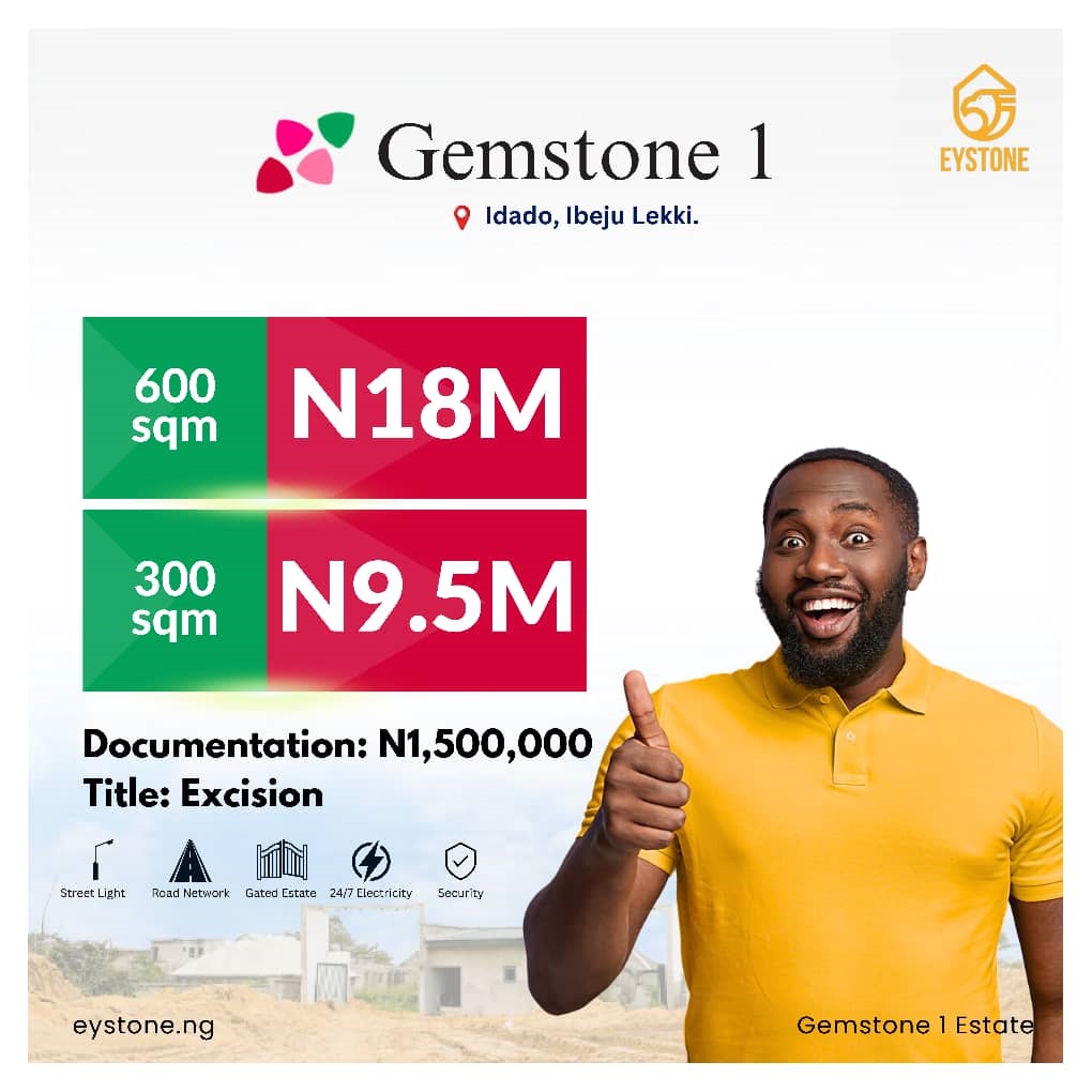 The Gemstone Estate (beachfront) is on the Coastal Road linking Victoria Island and Lekki Free trade zone in 15 minutes upon completion and sharing exact same boundary with the popular AMEN ESTATE, Eleko on a vantage angle lies a Precious GEM fit for Kings and eagle eyed Investors…
