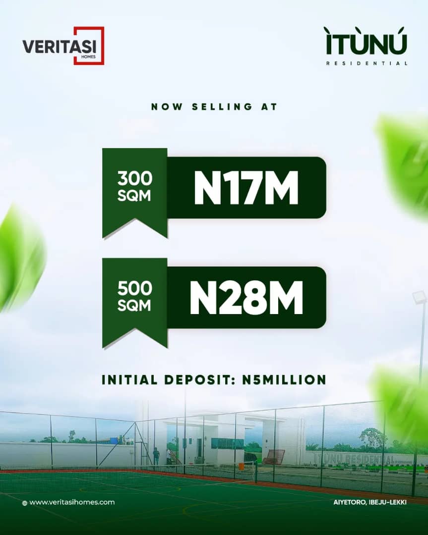 ITUNU RESIDENTIAL, IBEJU LEKKI Welcome to the land of Comfort, a place where the simplicity of nature and the thrill of technology meets.