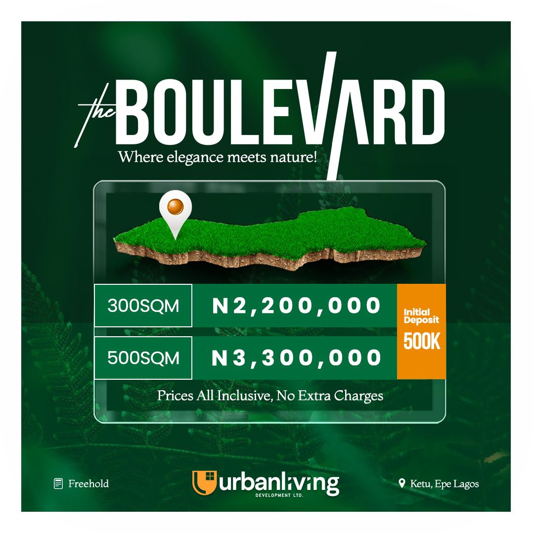 The Boulevard Estate, Ketu-Epe is directly facing the road that leads to the new Lekki-Epe International Airport. 