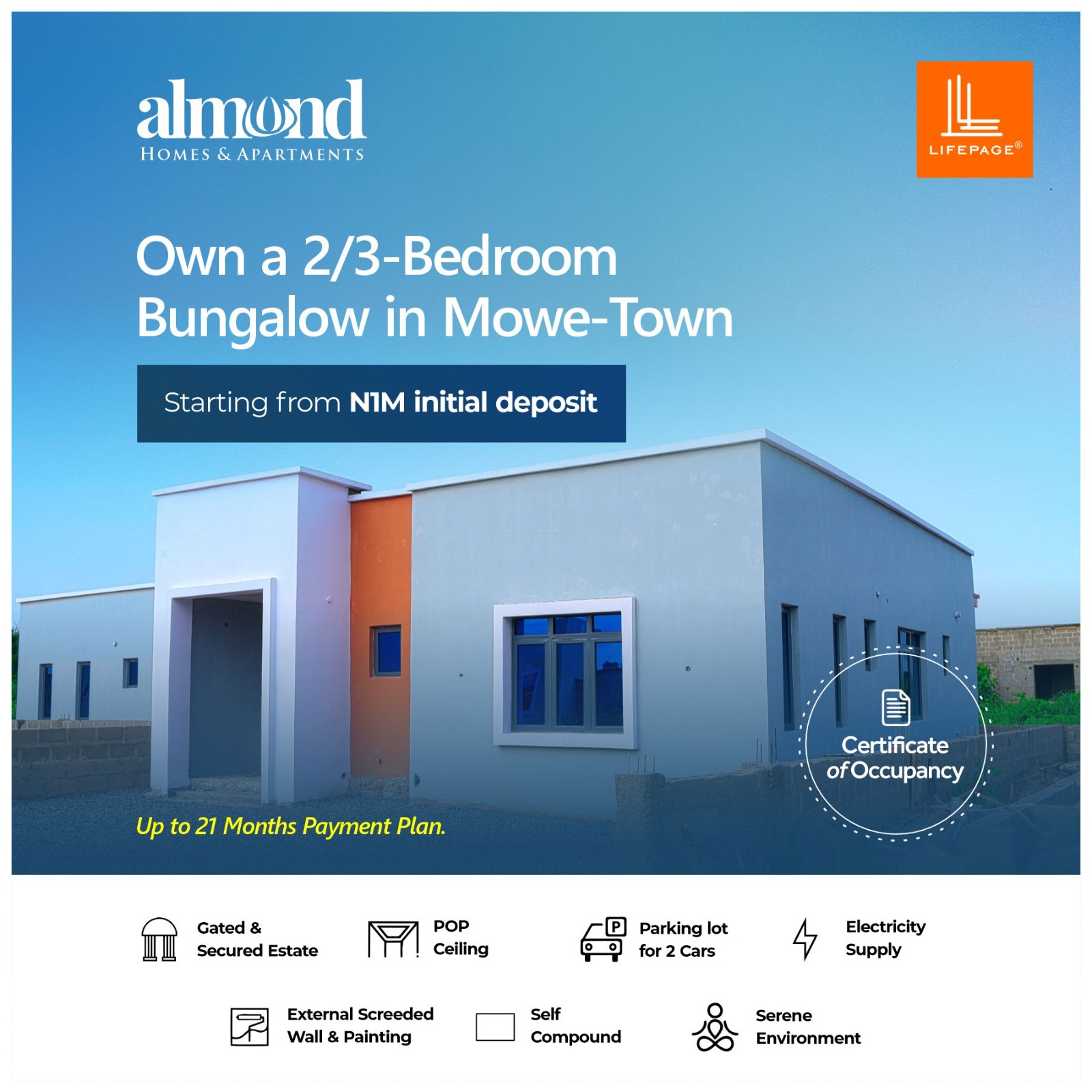 Almond Homes and Bungalows, Mowe
