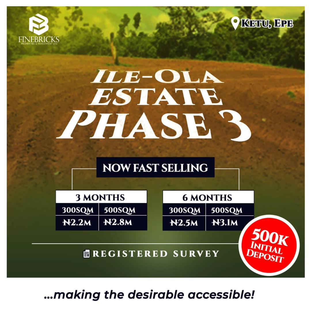 ILE OLA PHASE 3 is an estate with a beautiful ambience in a strategic location in Ketu Omu Road, Epe Lagos State.