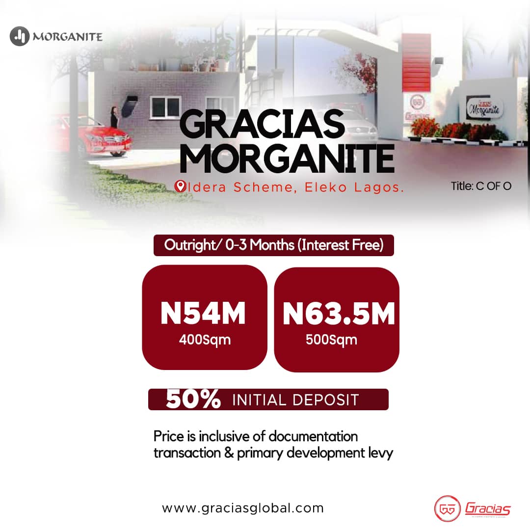 Gracias Morganite is a beautiful place your family would love to reside and a fantastic place to invest, this is due to its ambiance, strategic location, and serene environment.