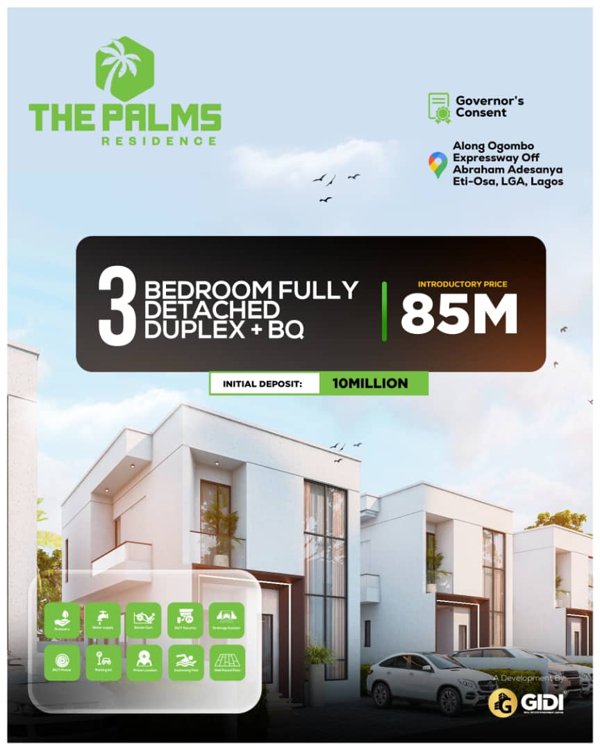 The Palms Residence by Gidi is a unique development of serviced terrace duplexes and fully detached duplexes designed with the consideration of the satisfaction of home finders and property finders.