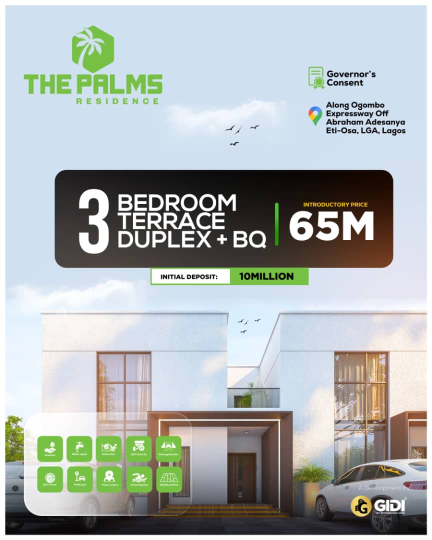 The Palms Residence by Gidi is a unique development of serviced terrace duplexes and fully detached duplexes designed with the consideration of the satisfaction of home finders and property finders.