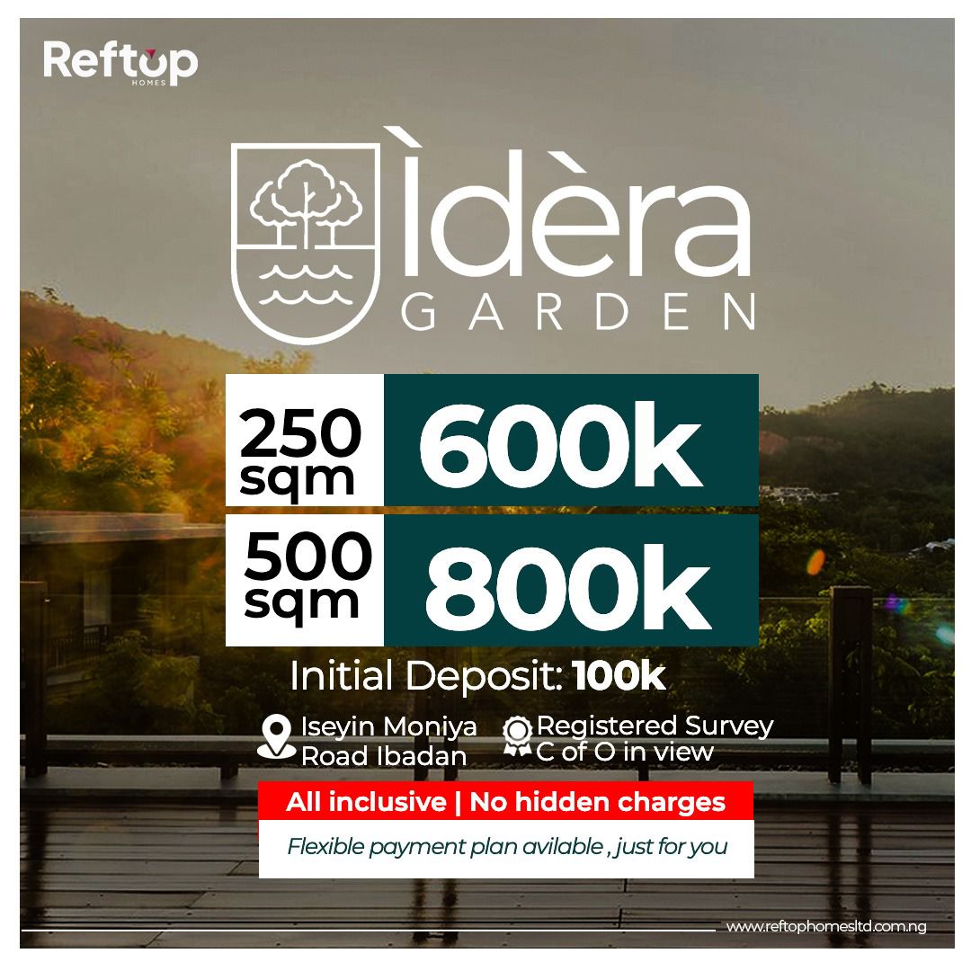IDERA GARDEN, IBADAN boasts of a strategic location, well connected transport infrastructure, and proximity to major economic hubs.