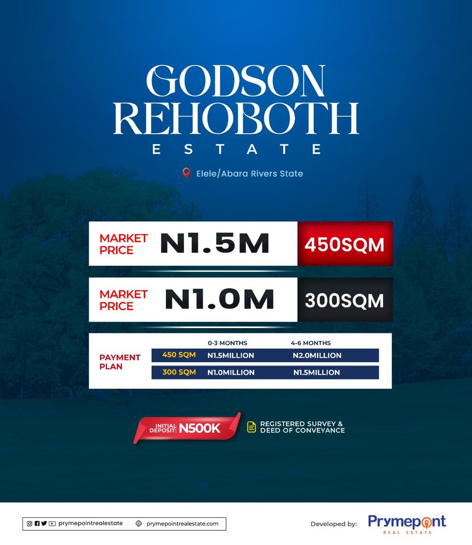 Godson Rehoboth has so many beautiful and unique features, which includes, STRATEGIC LOCATION ACCESSIBILITY AND THE ROAD NETWORK CONNECTIVITY within this estate.