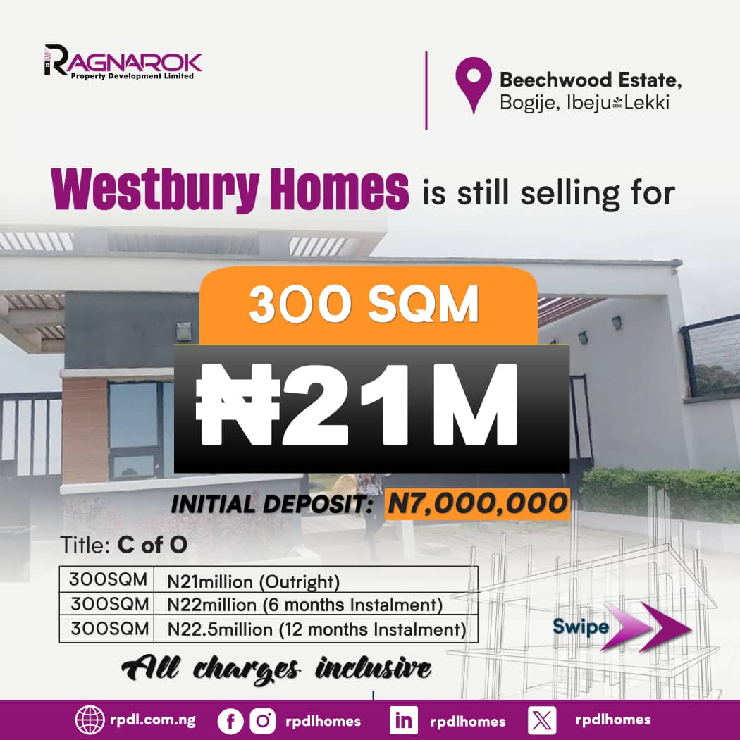 Westbury Homes which is a 100 % DRY land located inside Beachwood Estate. It is an estate inside another estate thereby increases the security level.