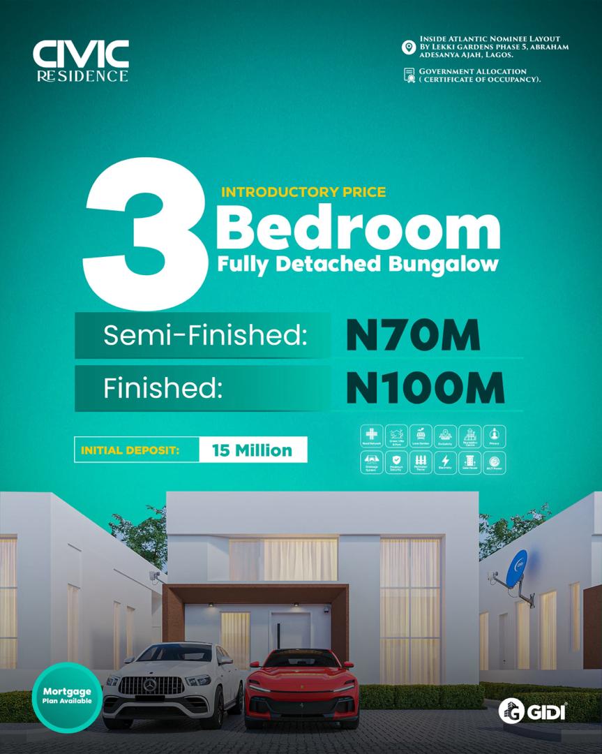 Civic Residence is a unique development of premium site and service plots, 3-bedroom semi-detached duplexes with BQ, 3 bedroom fully detached