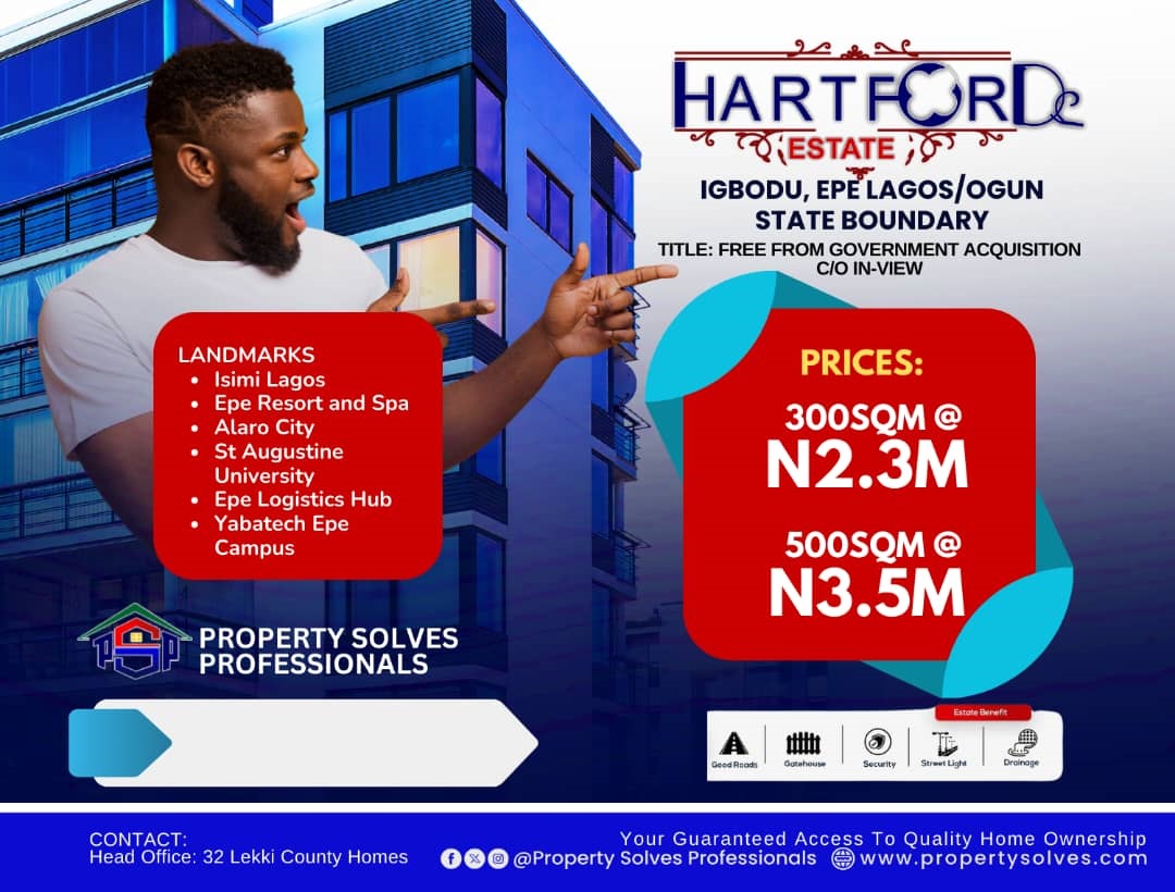 Hartford Estate, developed by Property Solves Professionals, offers exceptional value for those seeking an idyllic and affordable estate lifestyle in Epe, Lagos.