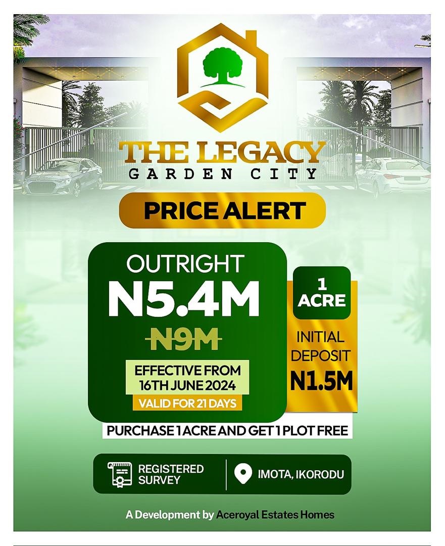 Legacy Garden City, a premier residential estate in Imota, Ikorodu, offers you the perfect blend of tranquility and convenience at an unbeatable price.