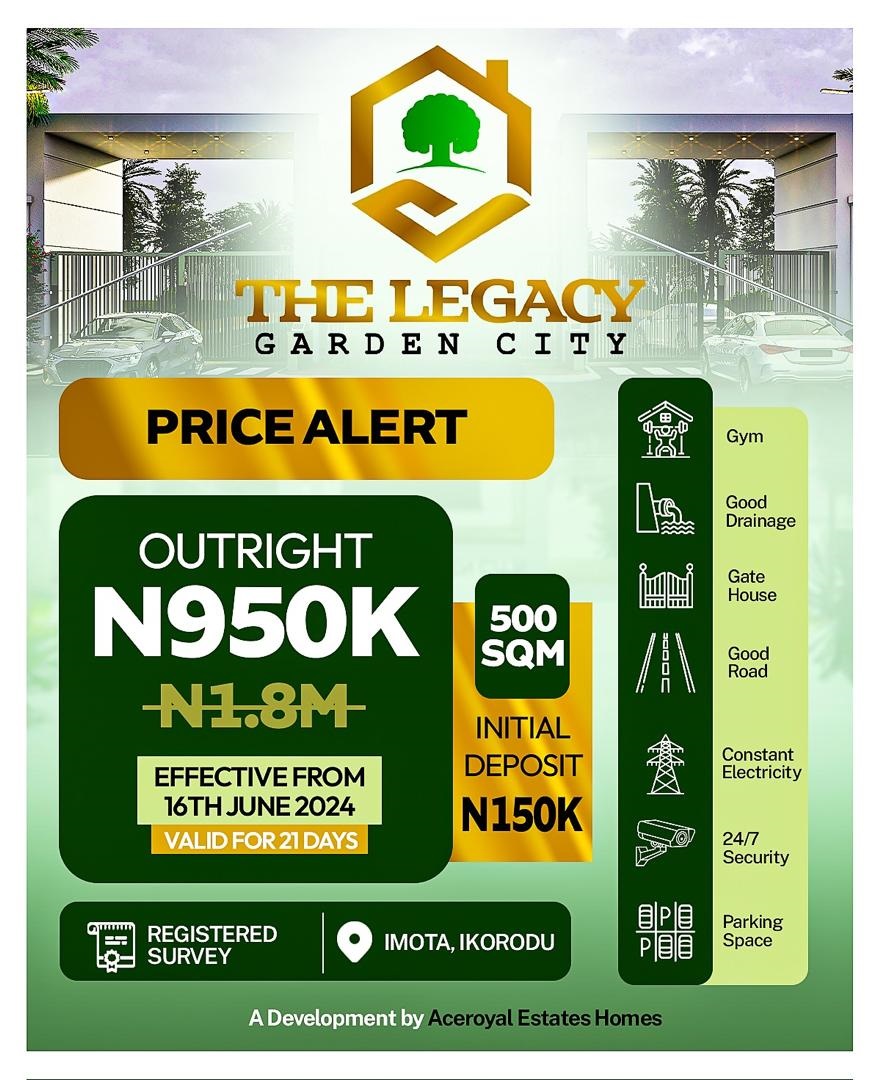 Legacy Garden City, a premier residential estate in Imota, Ikorodu, offers you the perfect blend of tranquility and convenience at an unbeatable price.