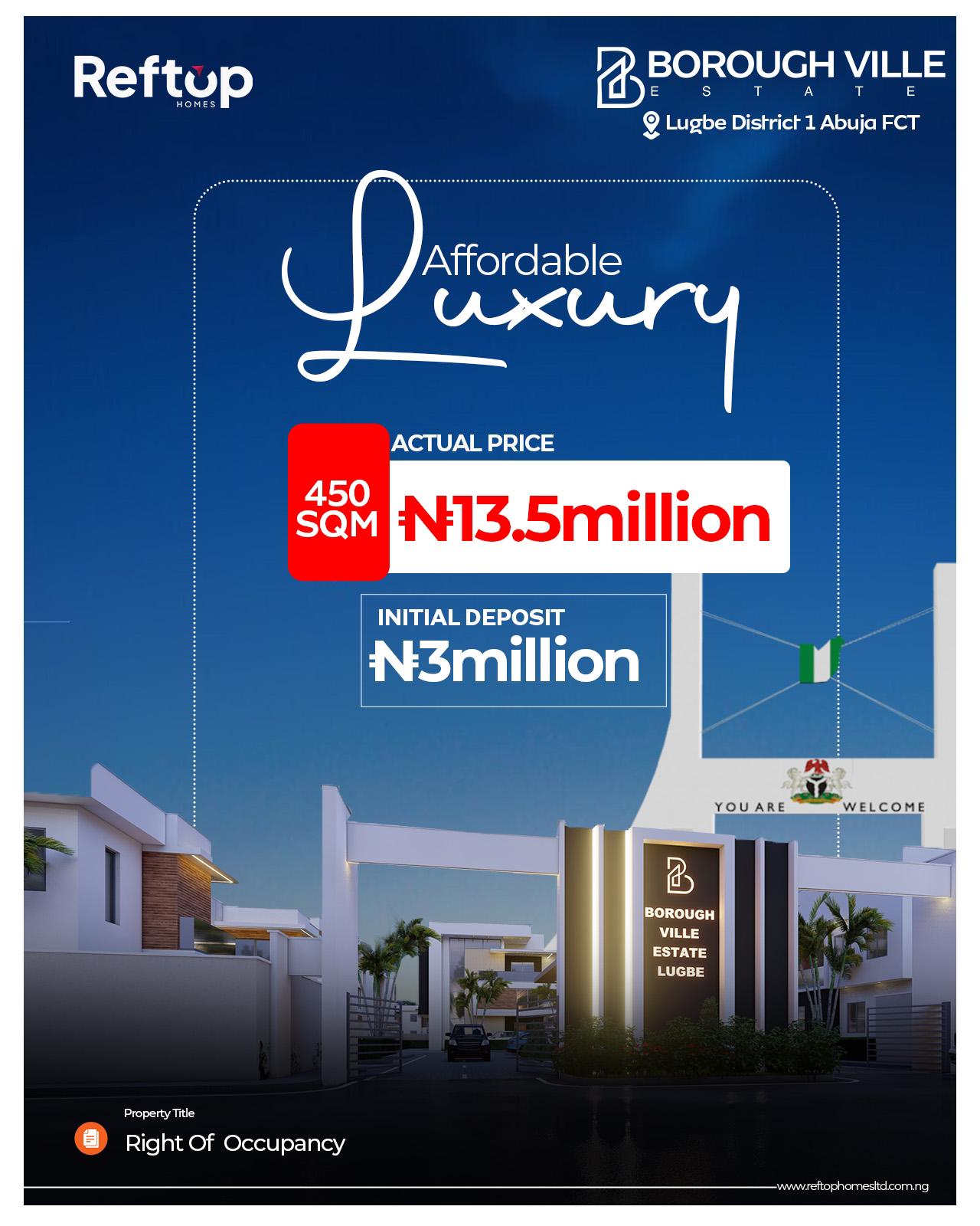 Discover the epitome of modern living in Abuja. Nestled in the serene Lugbe District 1, Borough Ville Estate offers a perfect blend of