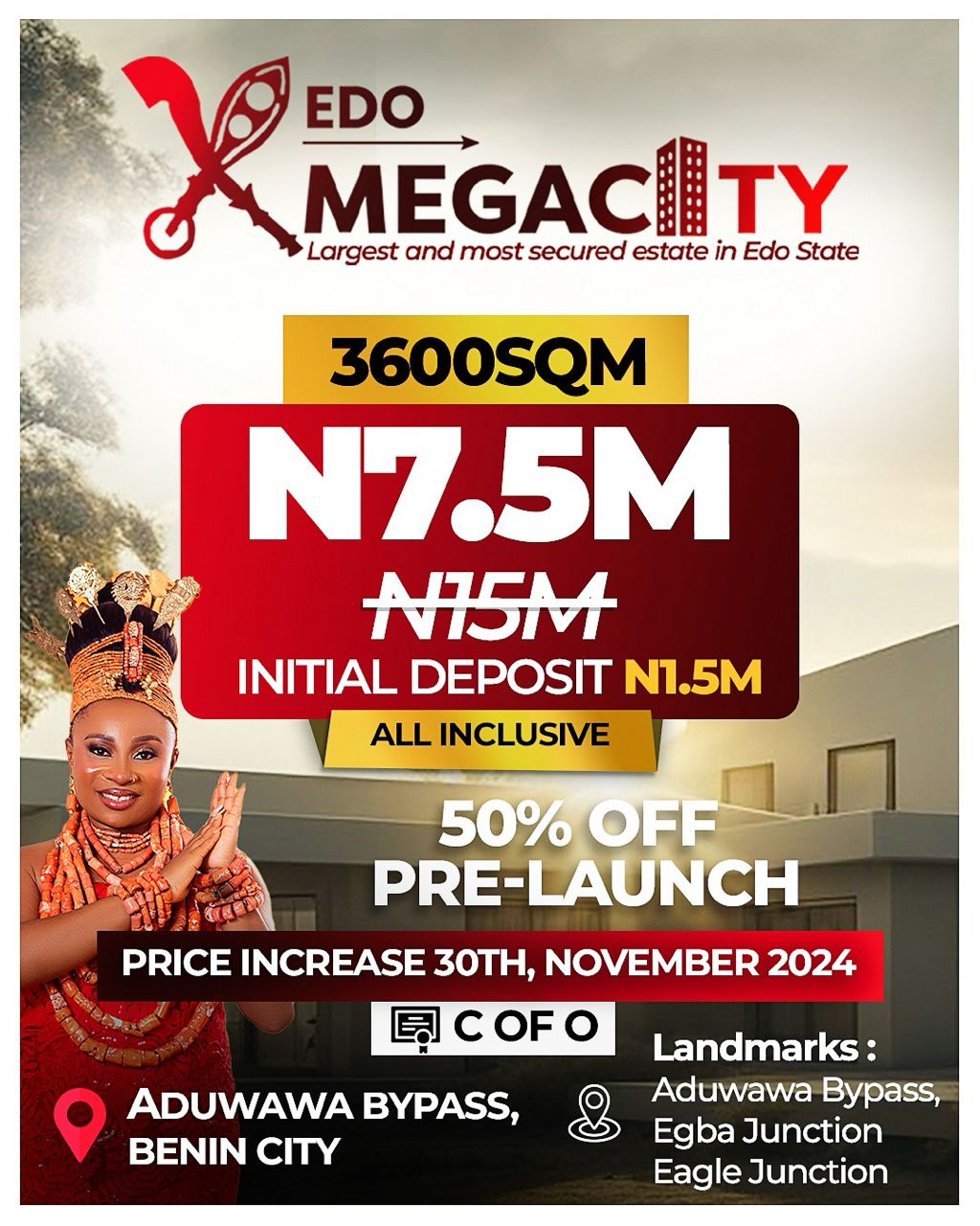 Introducing Edo Mega City, the largest and most secure private residential estate in Edo State. This meticulously planned development offers