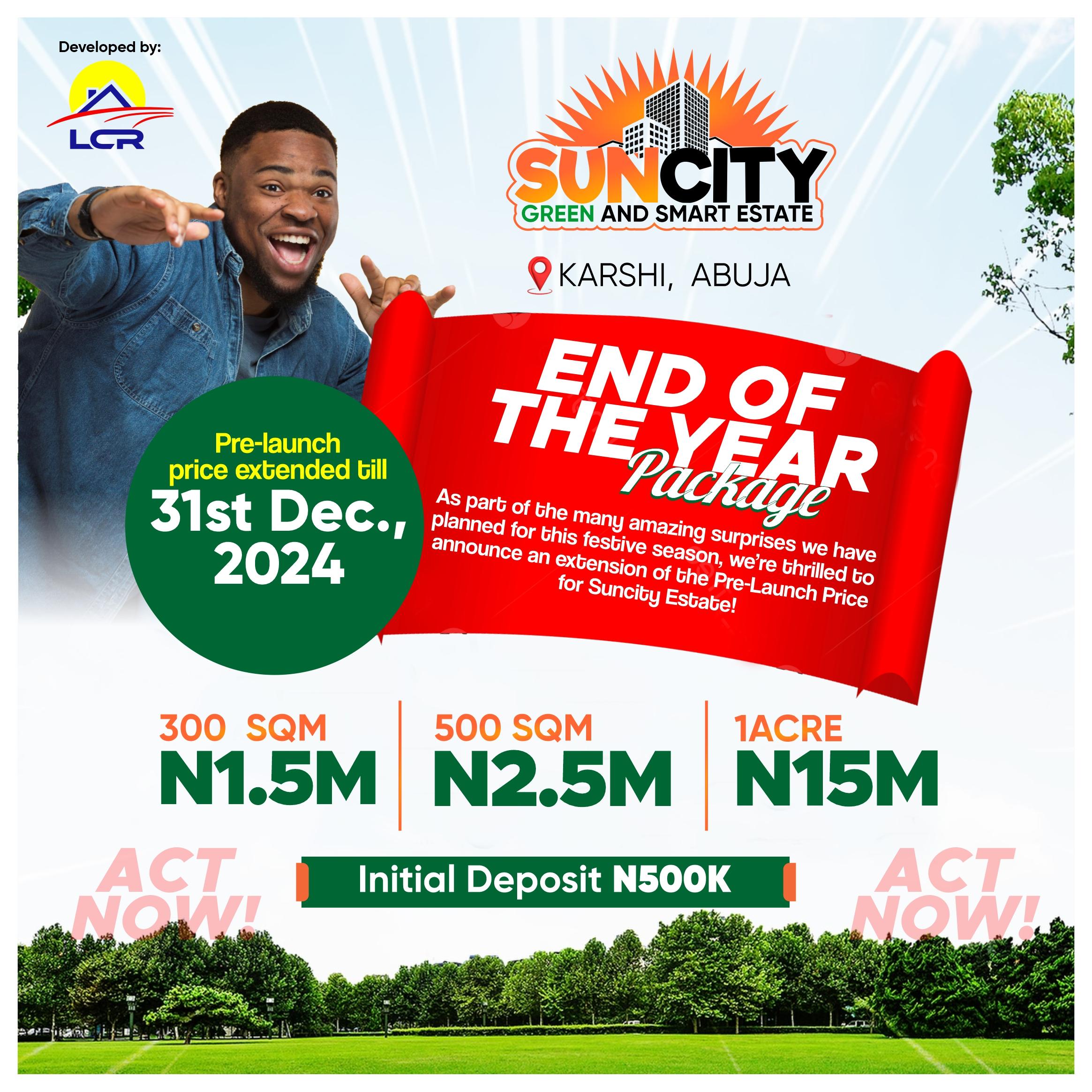 Introducing SUN CITY GREEN & SMART ESTATE, a pioneering project that redefines sustainable living in Karshi, Abuja.