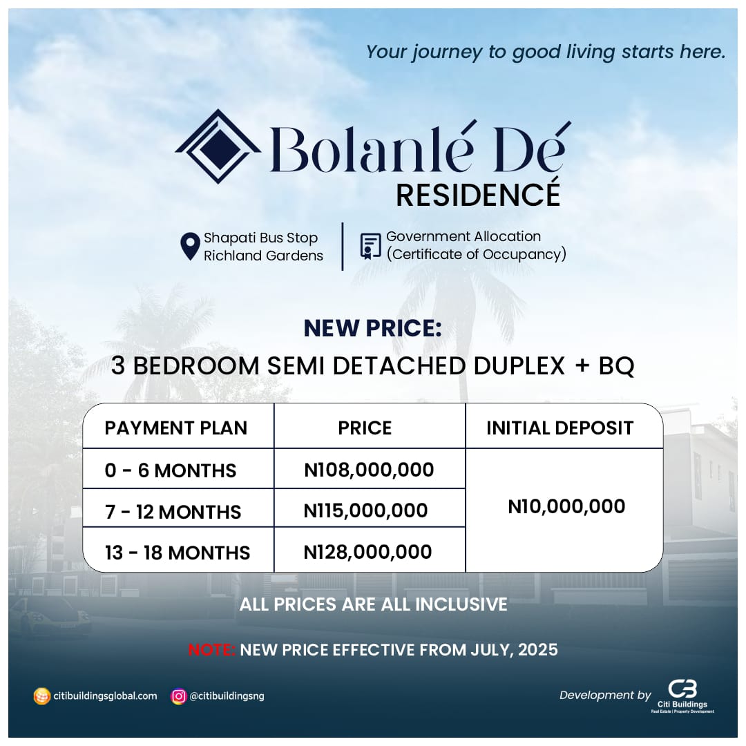 Experience the beauty of luxurious living and a peaceful haven today at the 3 bedrooms duplex with BQ in BOLANLE RESIDENCE, Bogije