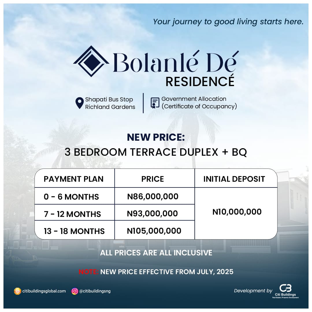 Experience the beauty of luxurious living and a peaceful haven today at the 3 bedrooms duplex with BQ in BOLANLE RESIDENCE, Bogije