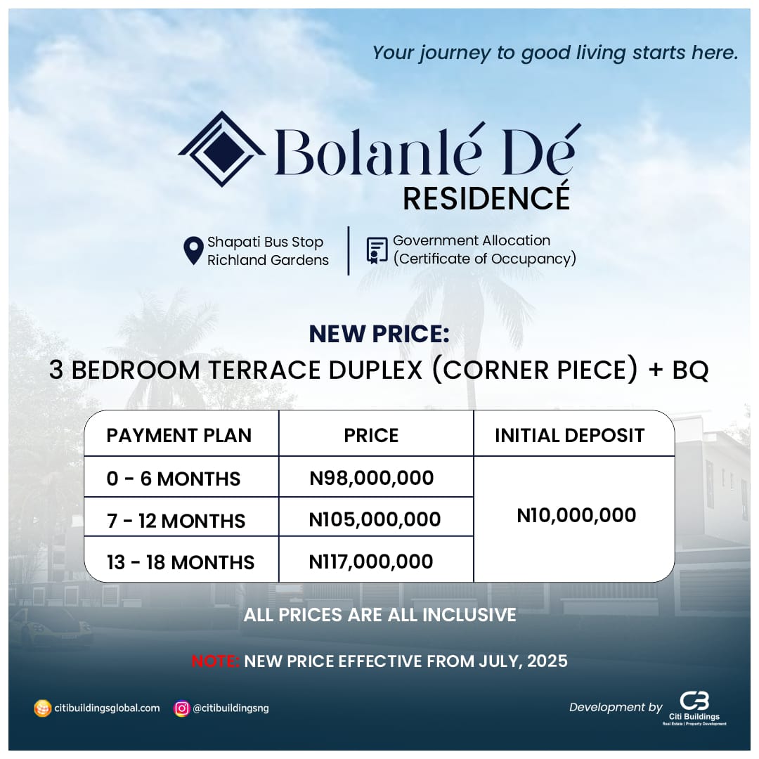 Experience the beauty of luxurious living and a peaceful haven today at the 3 bedrooms duplex with BQ in BOLANLE RESIDENCE, Bogije
