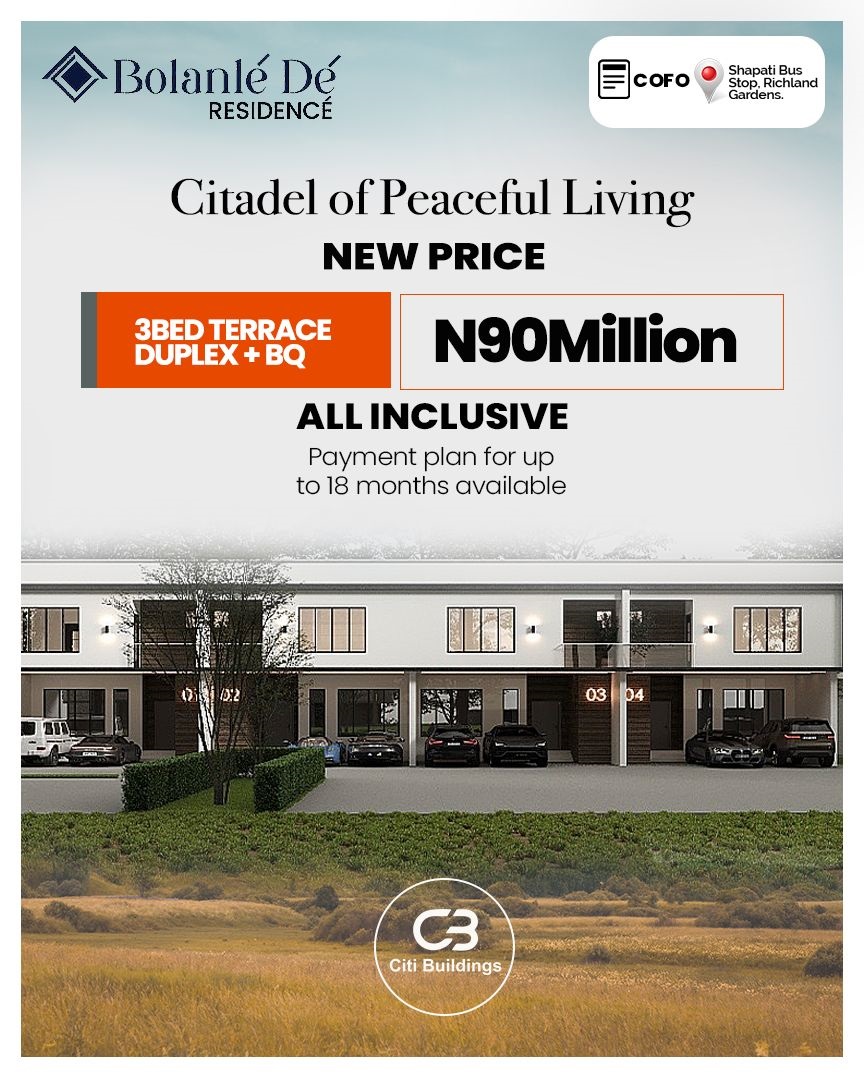 Experience the beauty of luxurious living and a peaceful haven today at the 3 bedrooms duplex with BQ in BOLANLE RESIDENCE, Bogije