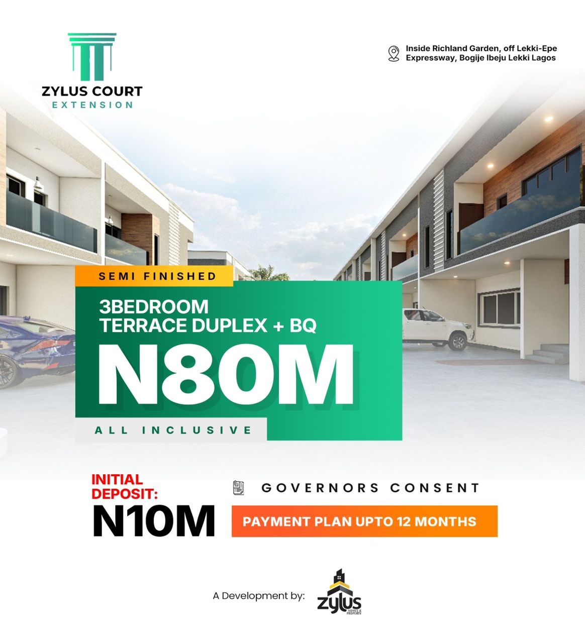 Discover luxury duplex at Zylus Court Extension, Bogije, Lekki. Enjoy modern amenities, prime location near Omu Resort & Eleko Beach