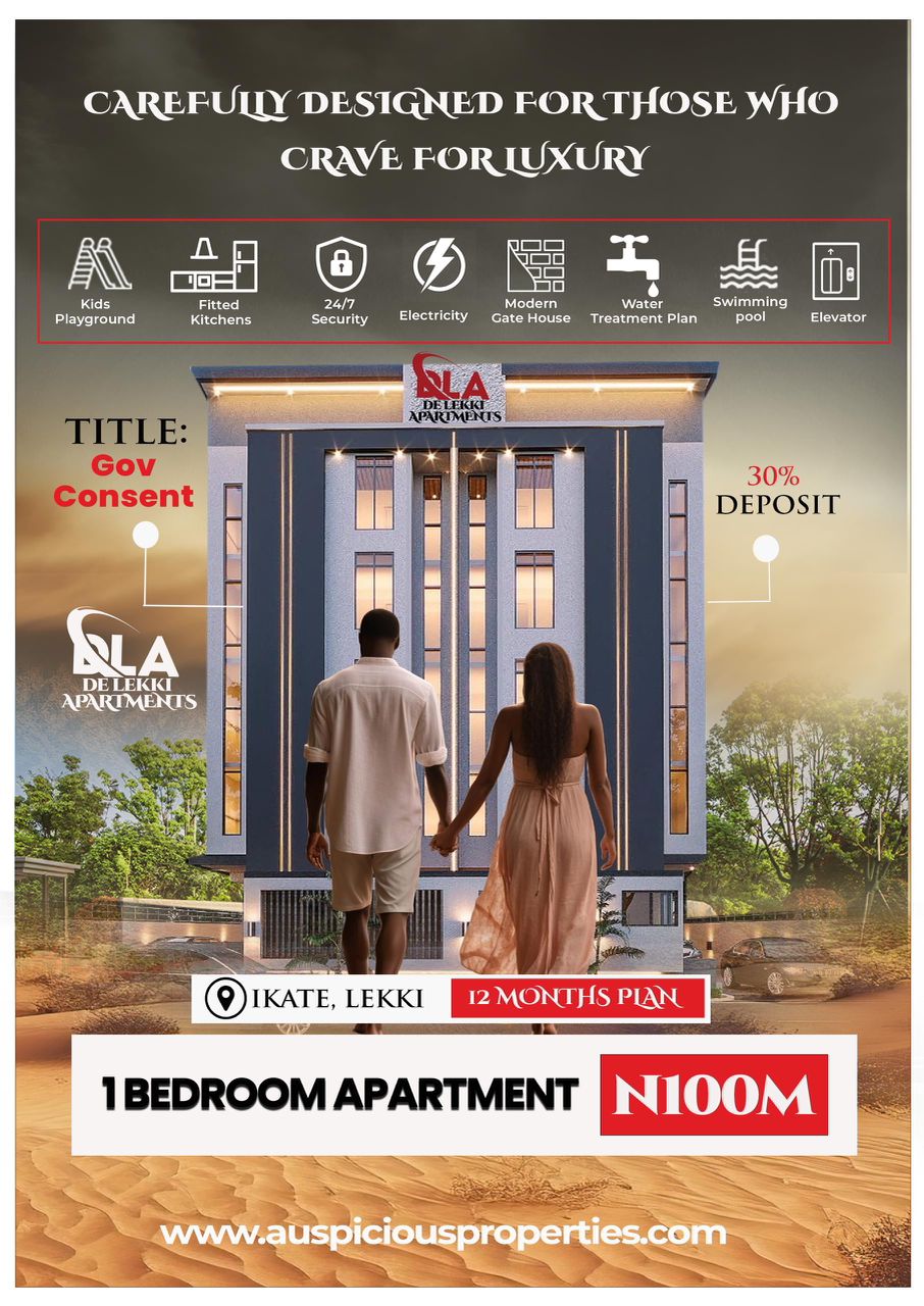 De Lekki Apartment: Unconventional luxury 2 bedrooms and 3 bedrooms apartments suitable for Airbnb and shortlet in the most desirable neigbor