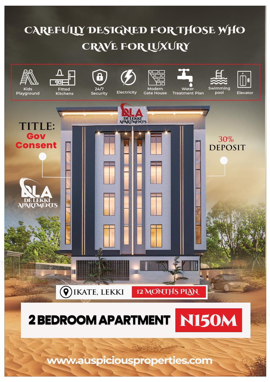 De Lekki Apartment: Unconventional luxury 2 bedrooms and 3 bedrooms apartments suitable for Airbnb and shortlet in the most desirable neigbor