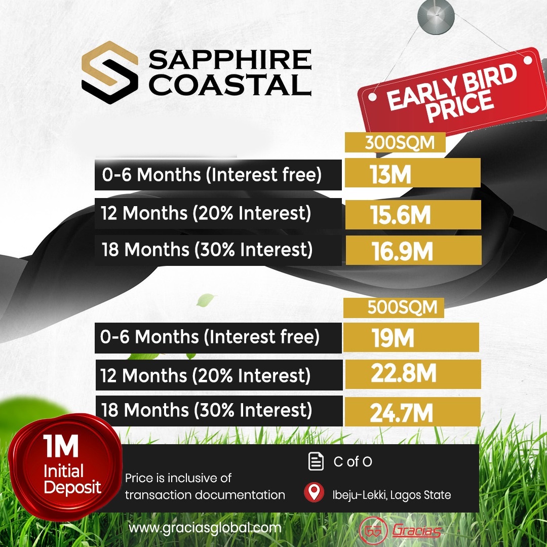 Nestled along the prestigious Lekki Coastal Road in Ibeju-Lekki, Lagos, Sapphire Coastal Estate offers an unparalleled opportunity to own a piece of paradise