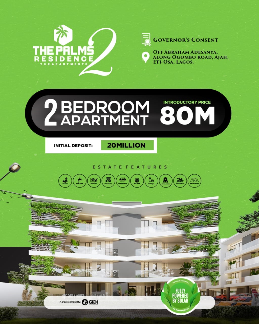 The Palms Residence 2: The Apartments, located in the vibrant and rapidly developing Abraham Adesanya area, just off Ogombo Road in Ajah