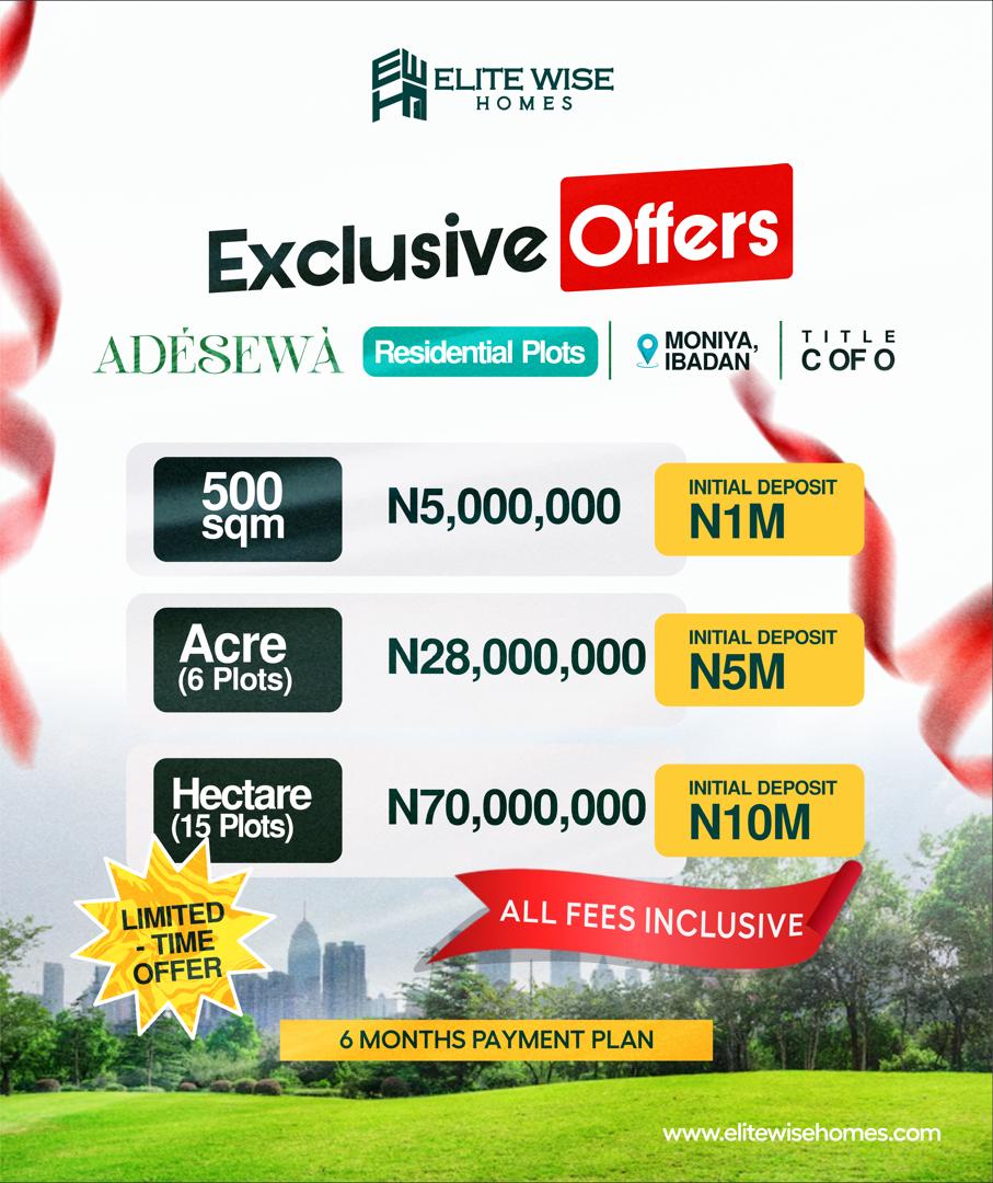 Adesewa Estate moniya ibadan is one such rare opportunity, poised for rapid appreciation thanks to its prime location and robust development.
