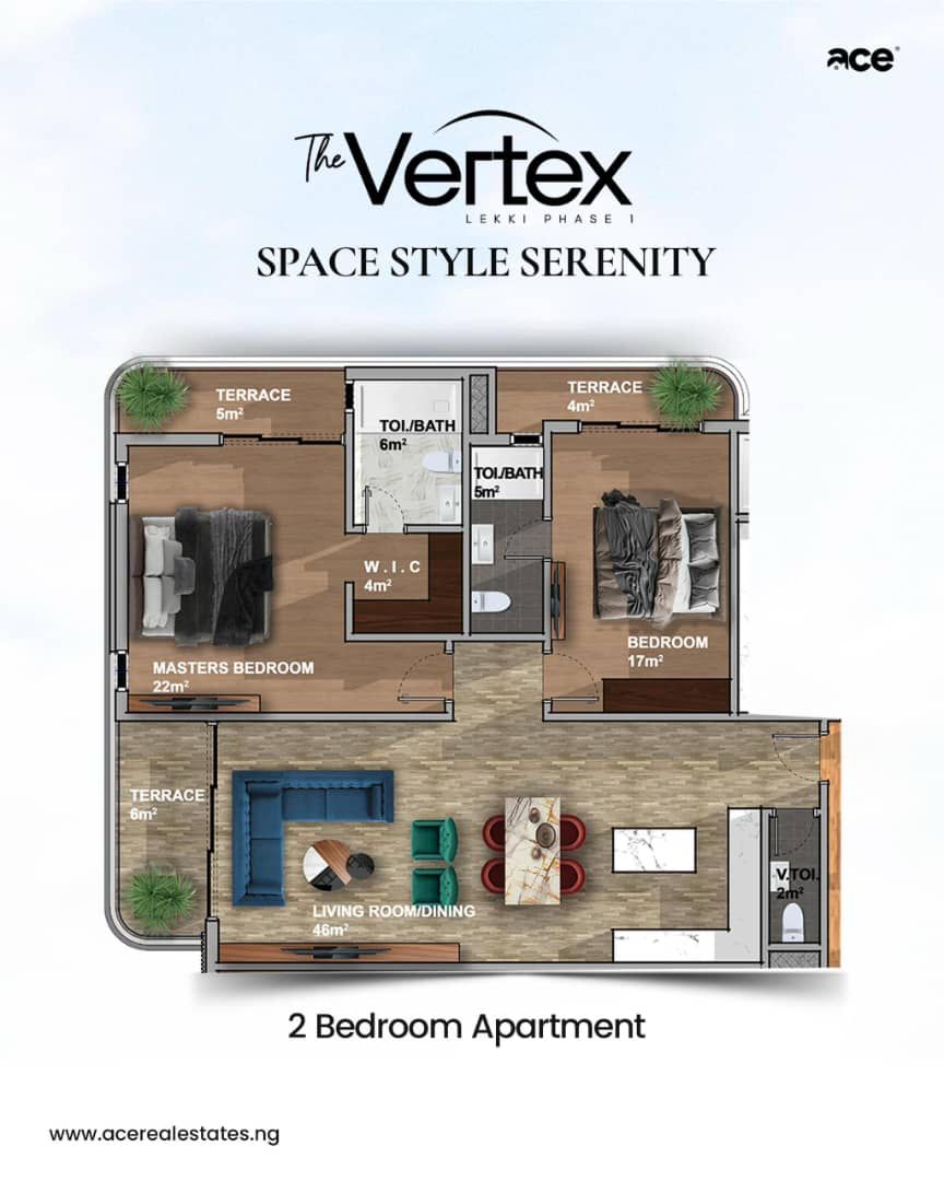 Searching for a expansive, peaceful, and elegant apartment in the heart of Lekki Phase 1? Look no further than The Vertex