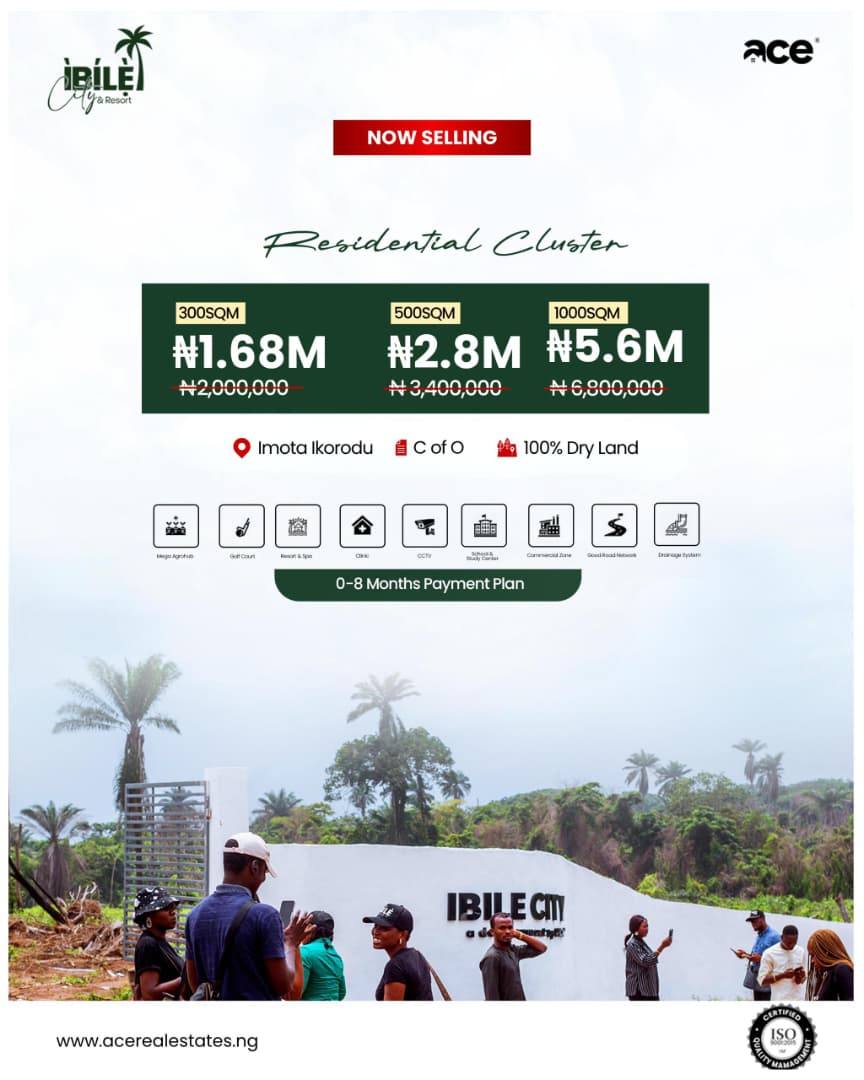 plot for sale in Ibile City and Resort, Imota, Ikorodu. Total dry land with a regular allocation and a valid C of O file number: SA/PLC247