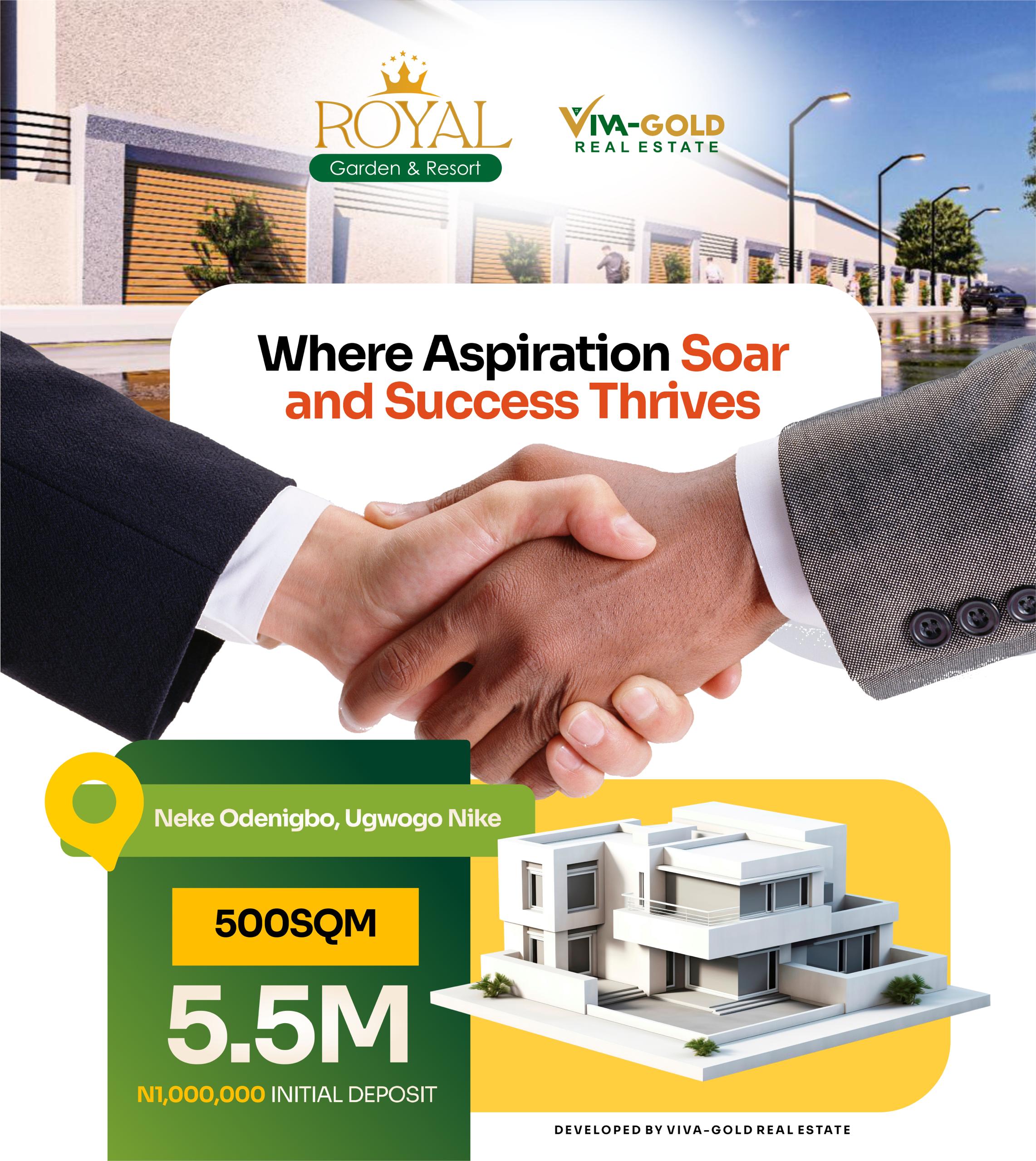 Royal Garden and Resort is strategically situated in Neke Odenigbo, Ugwogo Nike, Enugu. Enjoy serene living without sacrificing convenience,