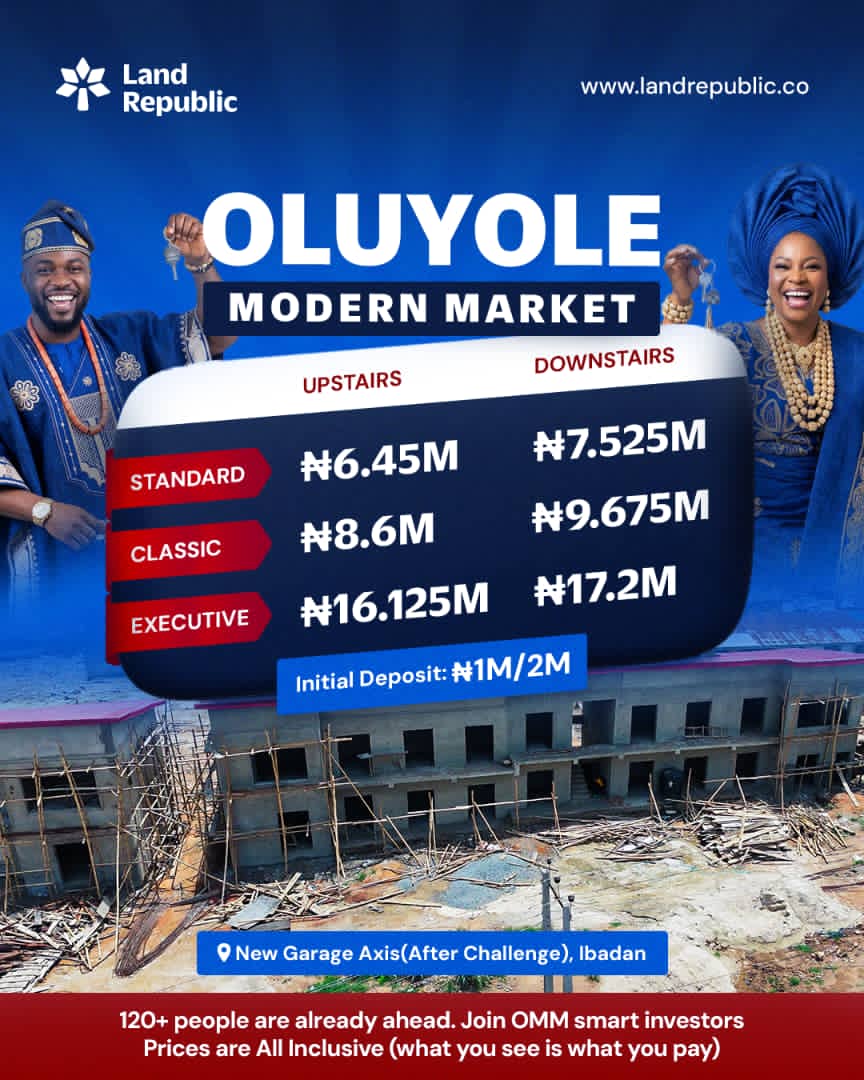 Oluyole Modern Market is a cutting-edge commercial destination strategically situated at the highly trafficked New Garage Junction in Ibadan