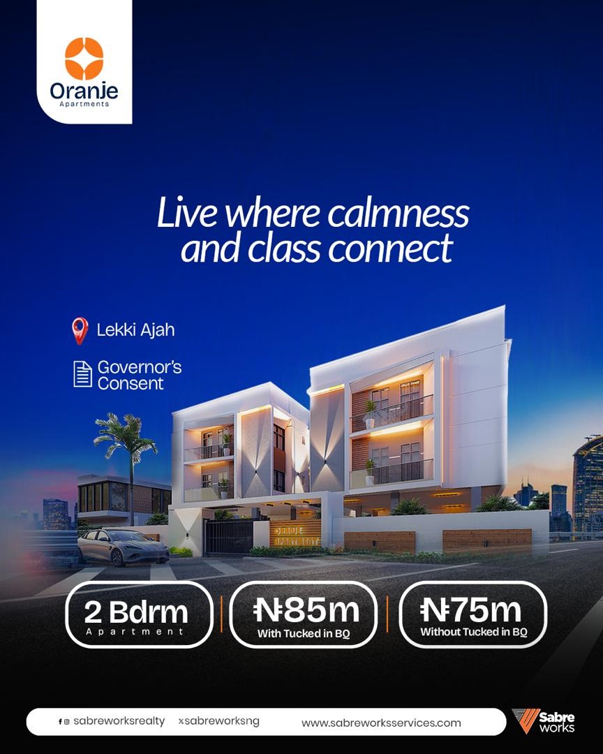 ORANJE APARTMENTS – AJAH & LEKKI. Reside among the elite in the Atlantic Nominee Estate. Positioned within a highly coveted, gated community