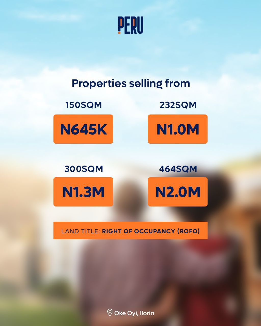 Peru Estate, Ilorin: Secure your future with prime, dry plots (150 - 464 SQM) in Ilorin East, Kwara State. Right of Occupancy (R of O) title, ready to build, and no hidden fees. Invest now at prelaunch prices from ₦646,999! Ideal for homeowners, investors, and diaspora.