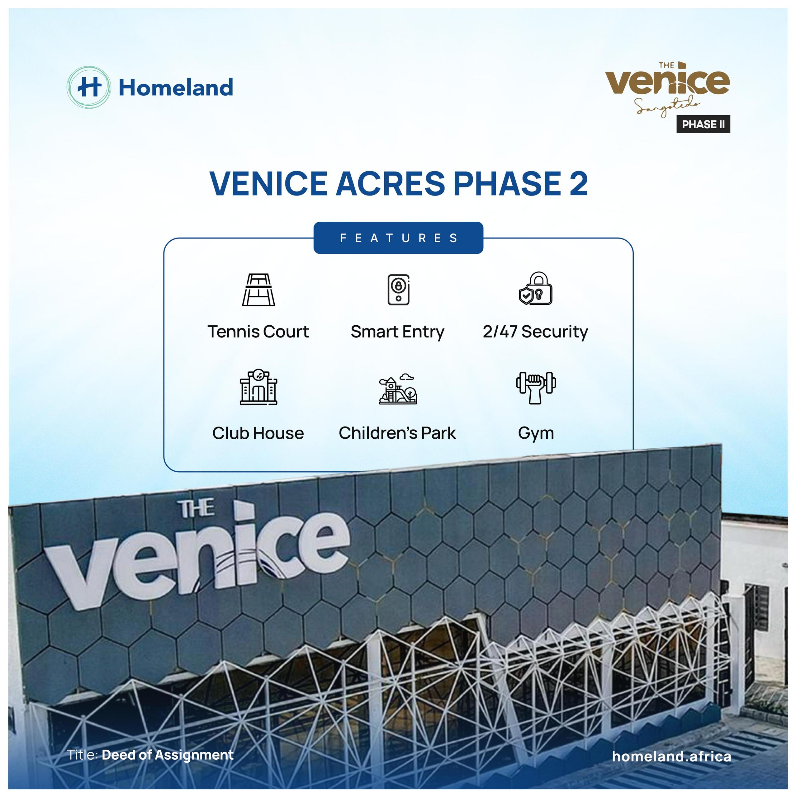 Venice Acres Phase located in the highly sought-after Sangotedo axis, right off the Lekki-Epe Expressway on Coop City Way, behind Jonath Hotel