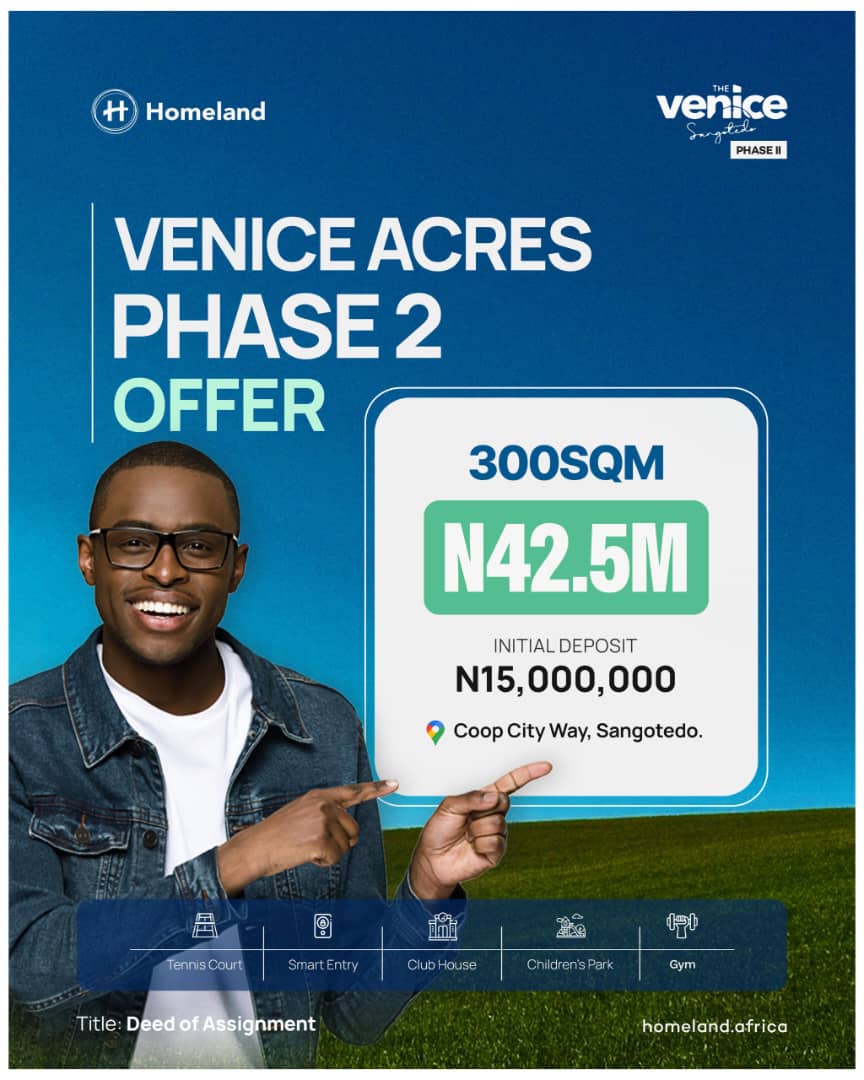 Venice Acres Phase located in the highly sought-after Sangotedo axis, right off the Lekki-Epe Expressway on Coop City Way, behind Jonath Hotel