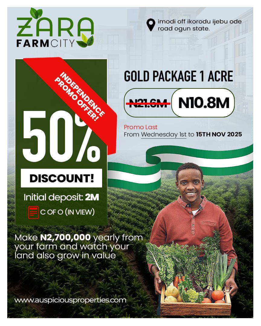 Zara Farm City transforms a simple land purchase into a dynamic, sustainable investment, fueling both wealth creation and agricultural income through strategic land banking.