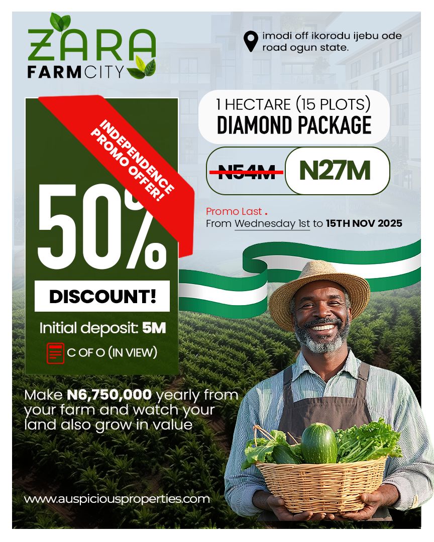 Zara Farm City transforms a simple land purchase into a dynamic, sustainable investment, fueling both wealth creation and agricultural income through strategic land banking.
