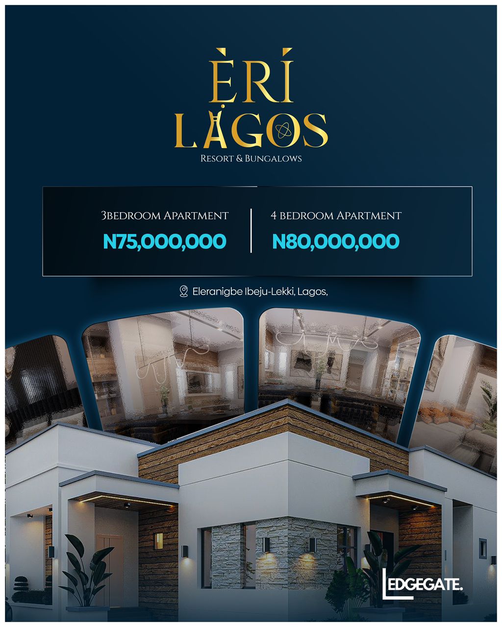 Luxury bungalow at Eri Lagos, Eleranigbe in the heart of the fast-rising Ibeju-Lekki axis, home to the Dangote Refinery, Deep Sea Port, Lekki Free Trade Zone, new International Airport, and Africa’s biggest future development corridor.
