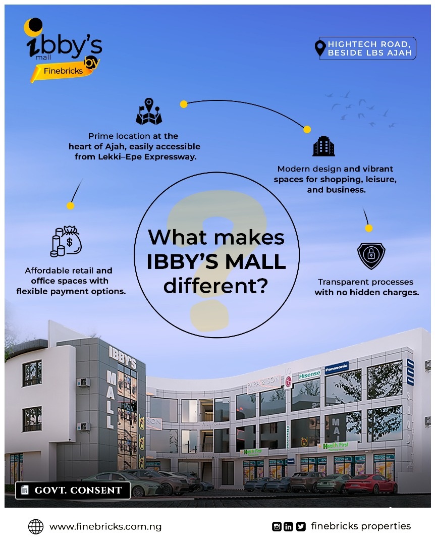 Own a shop in Ajah newest landmark! IBBYs Mall offers flexible office and retail spaces beside LBS. 24/7 power, security, and high traffic