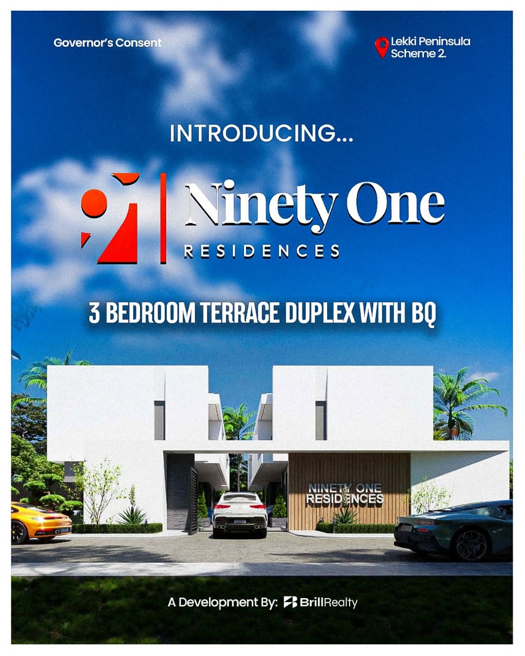 Save ₦15M at Ninety One Residences! Luxury 3-bedroom terraces with BQ in Lekki Scheme 2. Pre-launch price: ₦135M. Secure with a 40% deposit