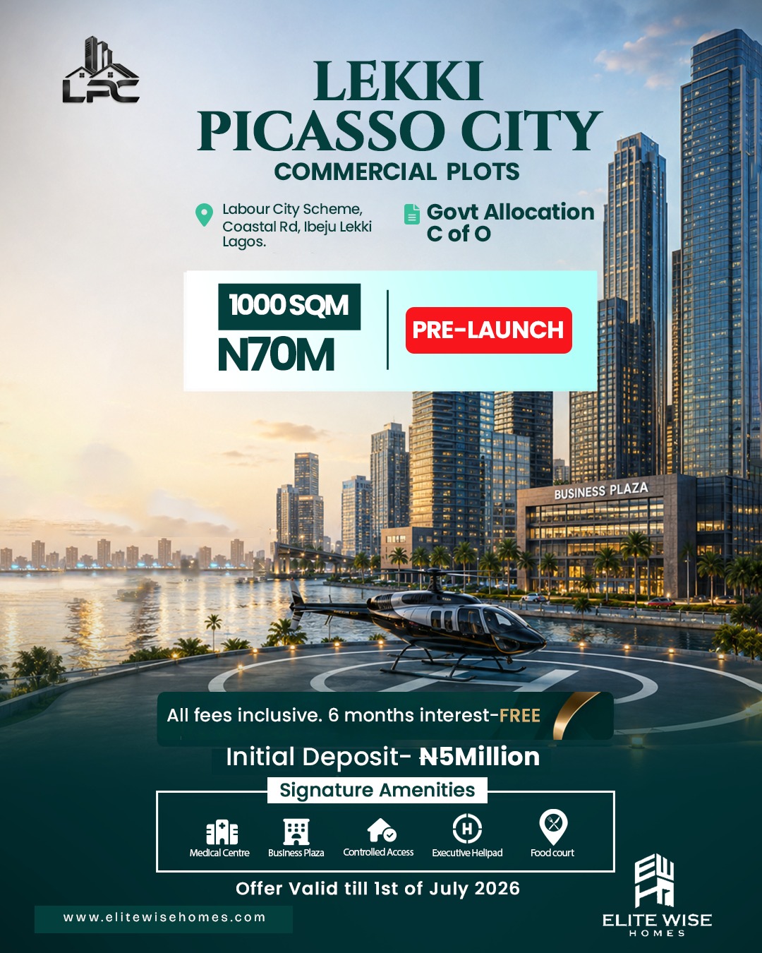 Secure your future at Lekki Picasso City, Lagos. Premium residential & commercial C of O plot on the Coastal Road, Ibeju-Lekki +2348138623765