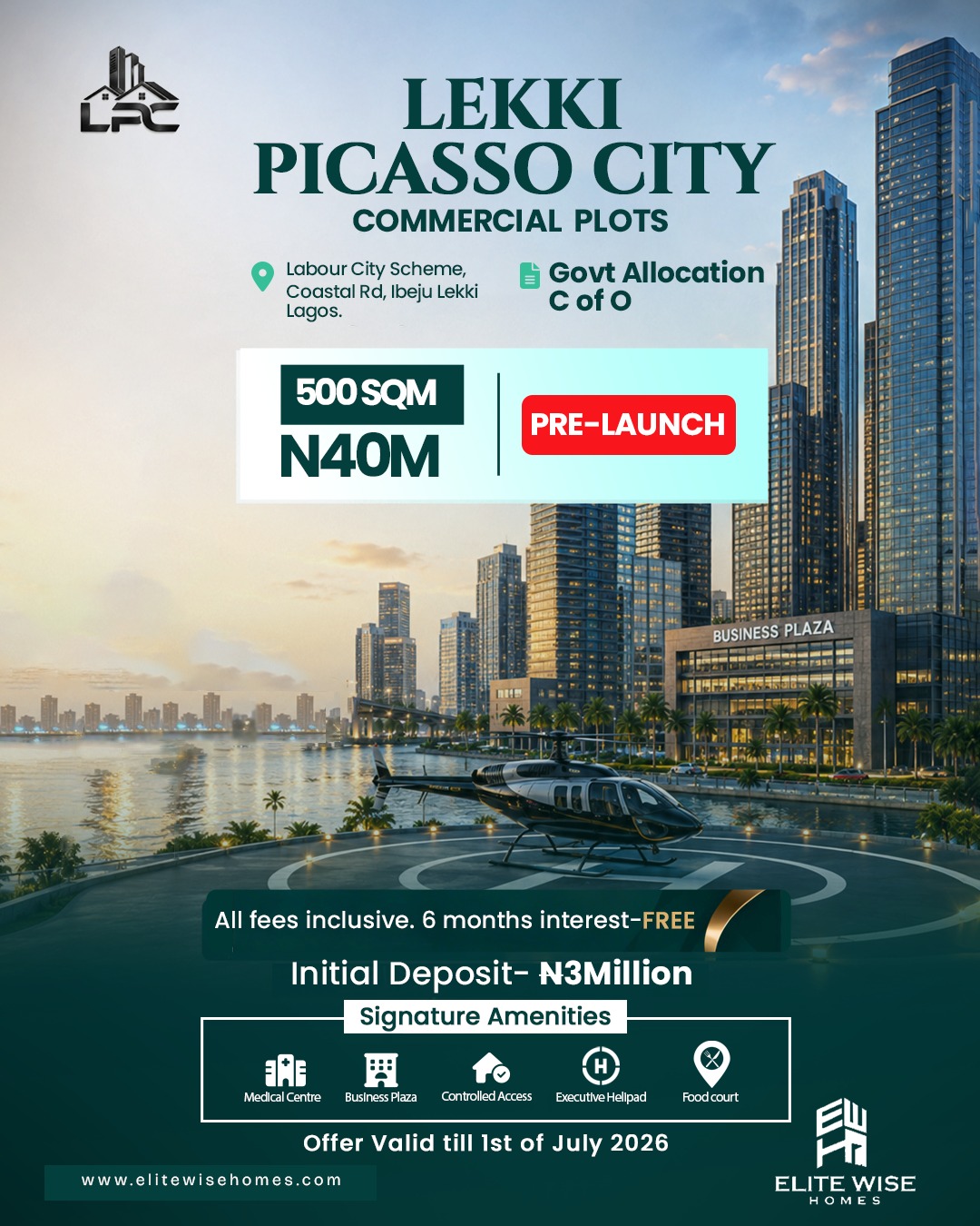 Secure your future at Lekki Picasso City, Lagos. Premium residential & commercial C of O plot on the Coastal Road, Ibeju-Lekki +2348138623765