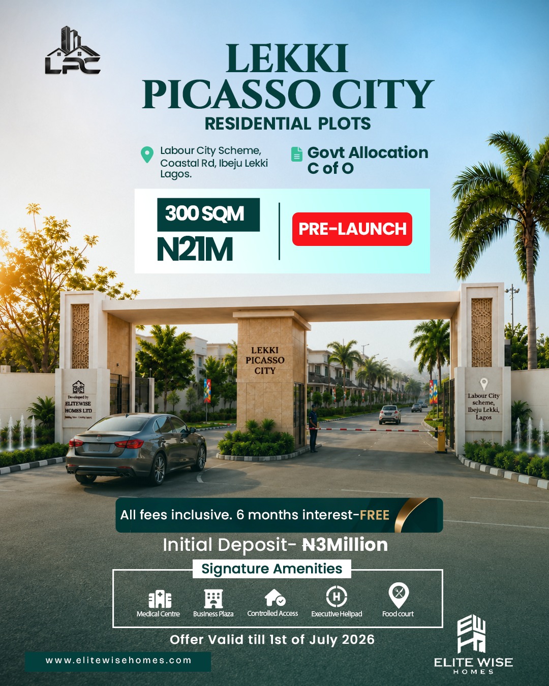 Secure your future at Lekki Picasso City, Lagos. Premium residential & commercial C of O plot on the Coastal Road, Ibeju-Lekki +2348138623765
