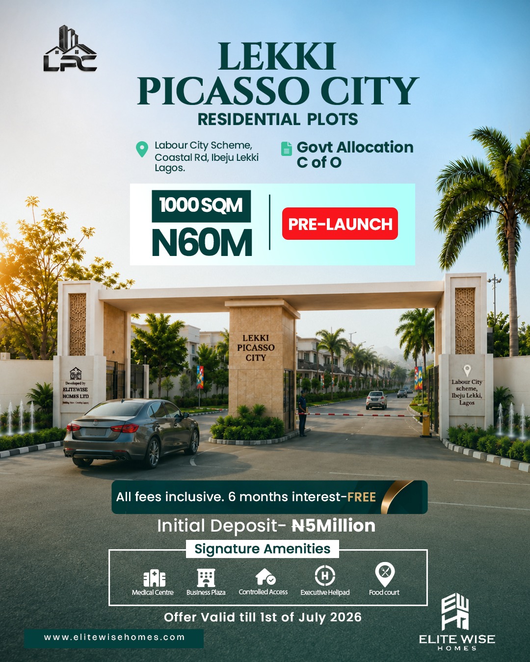 Secure your future at Lekki Picasso City, Lagos. Premium residential & commercial C of O plot on the Coastal Road, Ibeju-Lekki +2348138623765