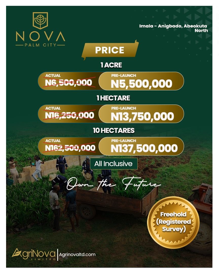 Nova Palm City. A structured oil palm agricultural investments. Gain ownership of verified land with professional management.