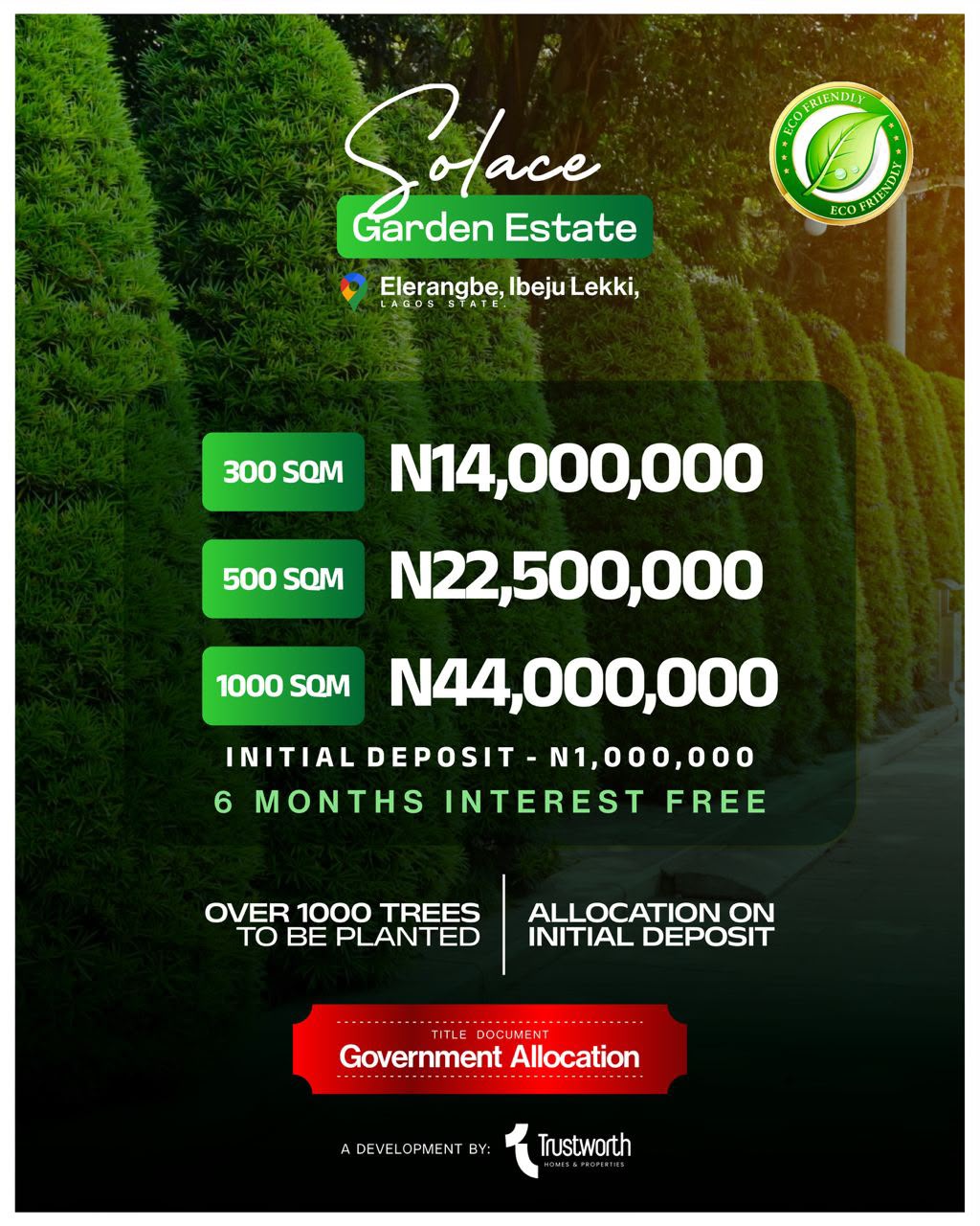 Secure your plot at Solace Garden Estate, Ibeju-Lekki. Valid C of O title and100% dry land in Elerangbe. Starting from ₦14M! +2348138623765