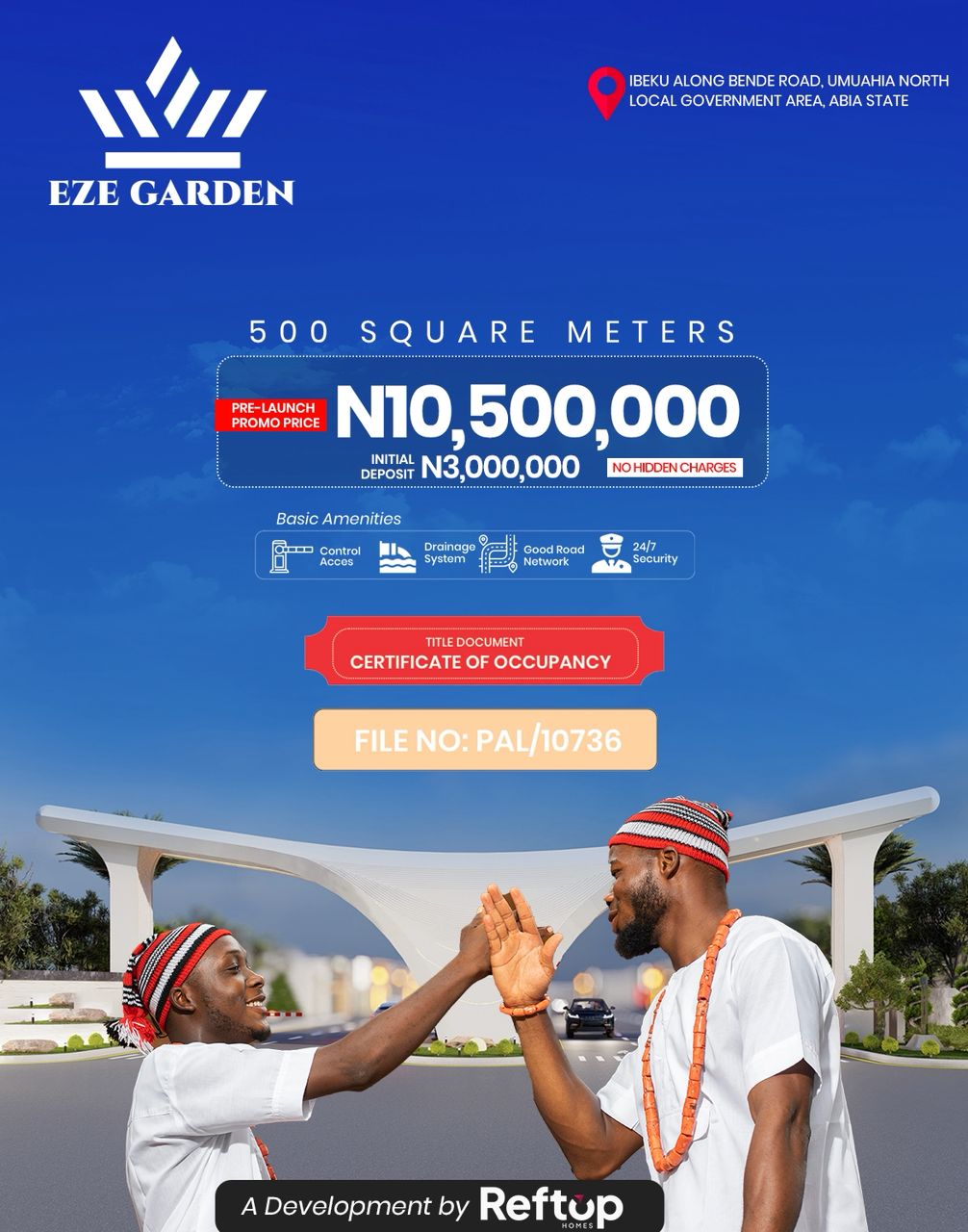 Land for sale in Umuahia at Eze Garden, Ibeku along Bende Road. Starting from ₦3M with flexible payments. Secure your plot today!