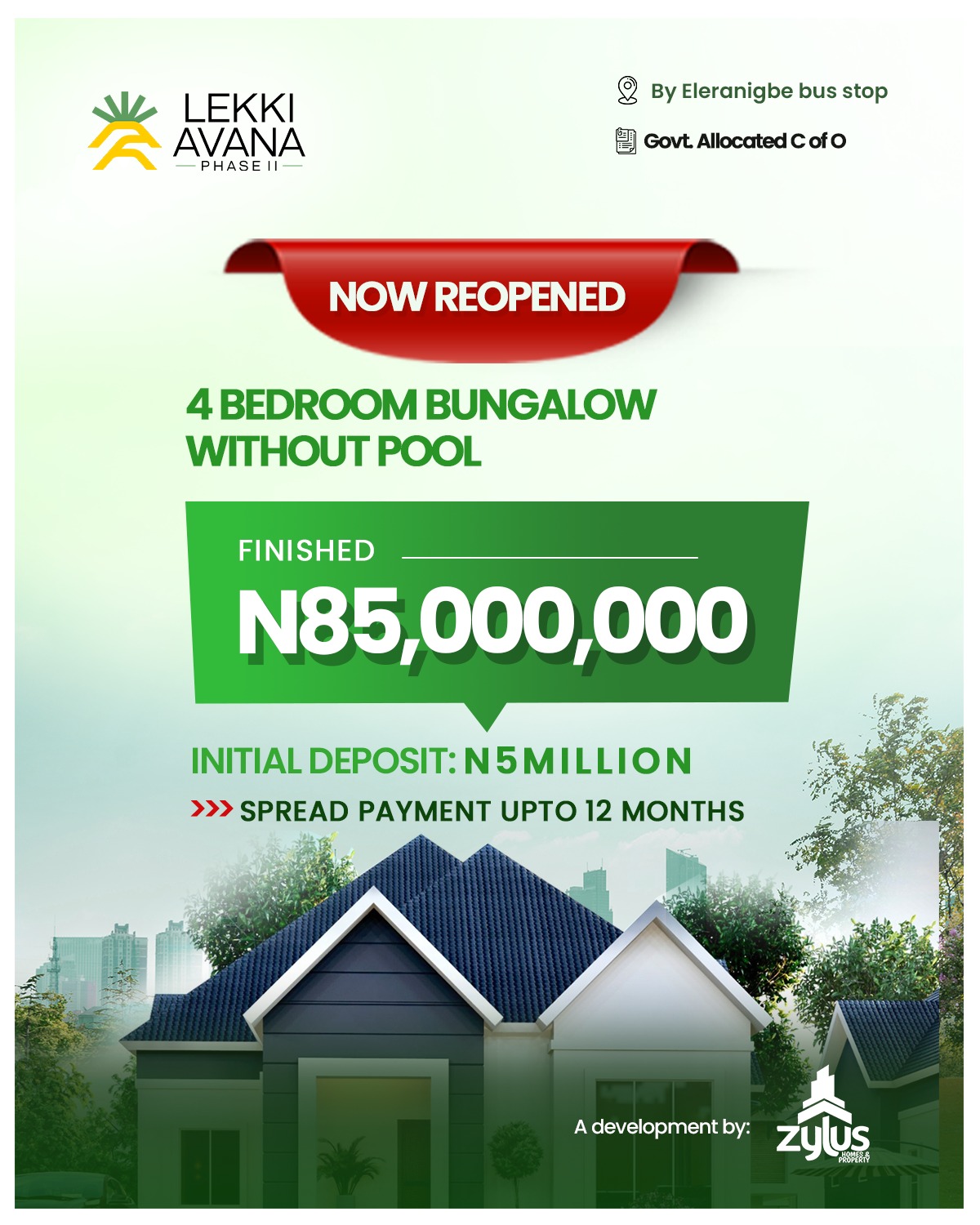 Looking for a house for sale in Lekki Avana Bungalow, Ibeju Lekki? Secure a luxury 3 or 4-bedroom resort-style bungalow along Lekki-Epe. Only ₦5M deposit!