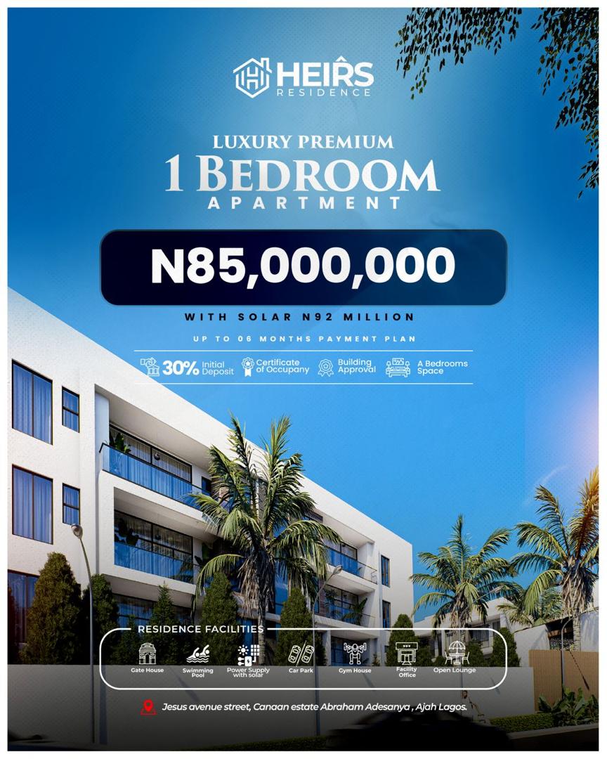 Heirs Residence Sangotedo Lekki-Epe Expressway. Apartments & triplexes with C of O. Secure yours with a 30% deposit & 6 months interest-free